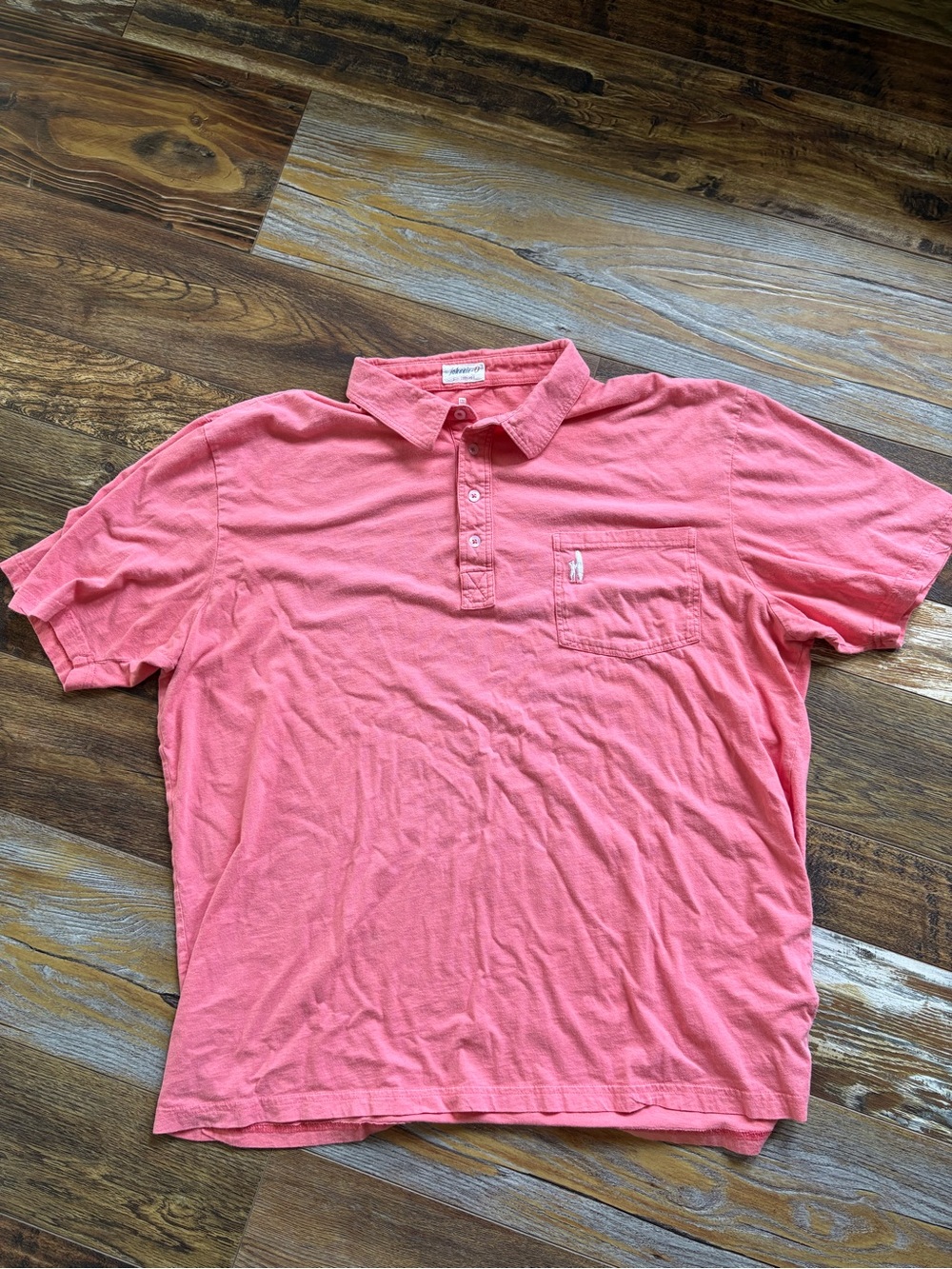 Johnnie-O West Coast Prep Short Sleeve Polo Shirt Men XL Melon Pocket